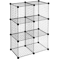 Amazon Basics - Estantes de almacenamiento- Seis cubos- de alambre - Negro